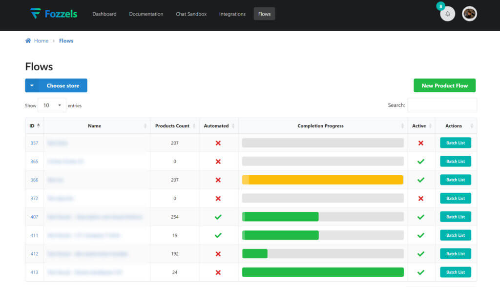 Fozzels Screenshot Flows