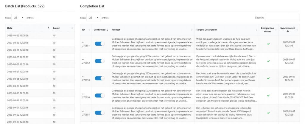 Fozzels Batch list screenshot