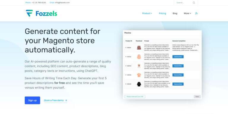 Screenshot of the homepage of Fozzels.com