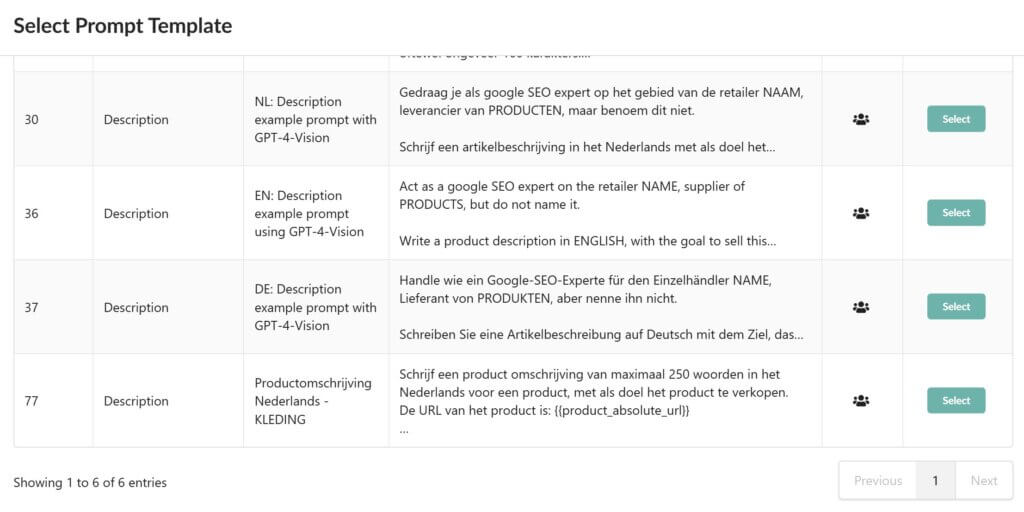 Fozzels Screenshot zusätzliche Eingabeaufforderungsvorlagen