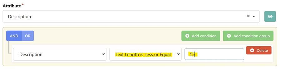Screenshot der Auswahl der Zeichenanzahl